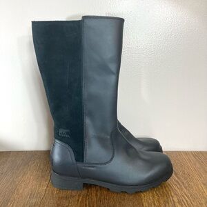 New Sorel Emelie Tall Waterproof Leather/Suede Boot Women’s Size 7 Black